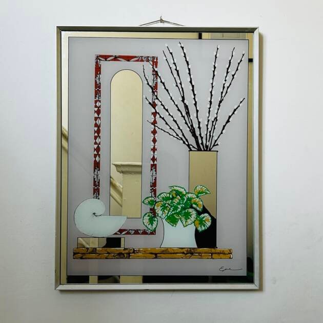 Vintage 1978 Framed Art Deco Revival Still Life Print.