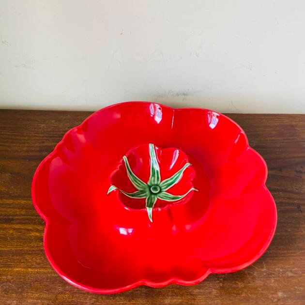 Red Preloved Tomato Salad Dessert Plate, Designed by Bordallo Pinheiro