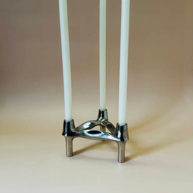 A modernist three-arm metal candelabra from West Germany🇩🇪