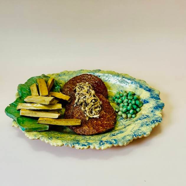 Preloved Artistic Ceramic Meal Wall Platter (Rare!)