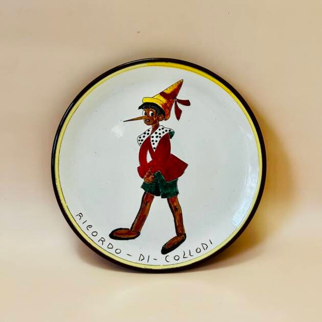 Vintage Wall Pottery Pinocchio Plate Ricordo-Di-Collodi Signed By Fatlo A Mene