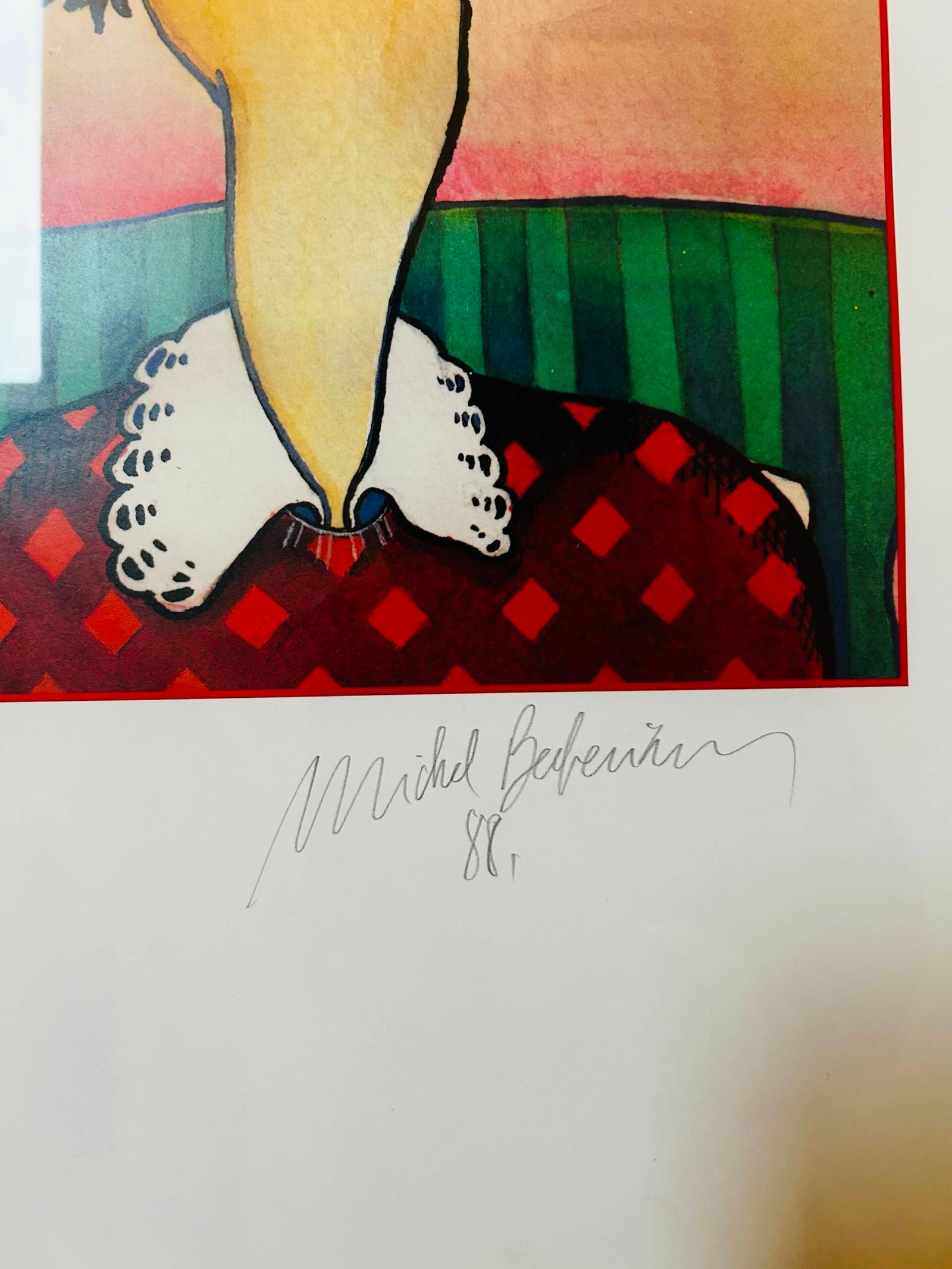 Vintage Framed Art By Michel Berberian “The Dreamer” 1988 - Image 4