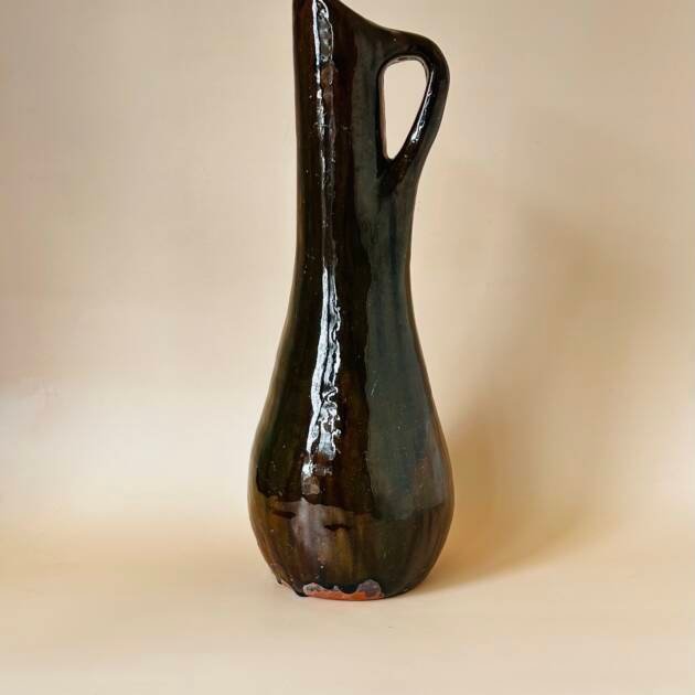 Vintage Brown Glazed Pottery Vase
