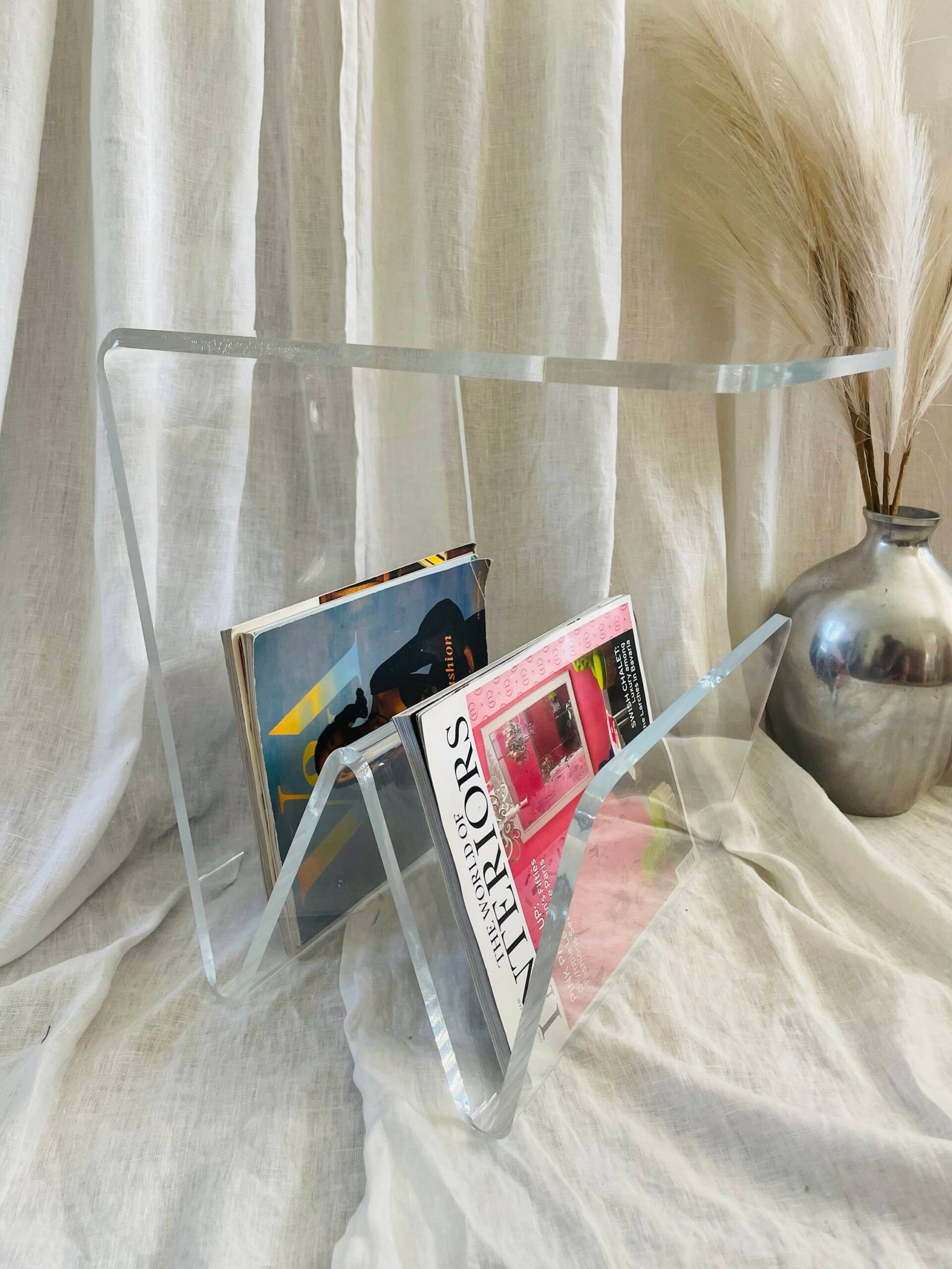 Vintage Acrylic Magazine Rack/Side Table. - Image 3