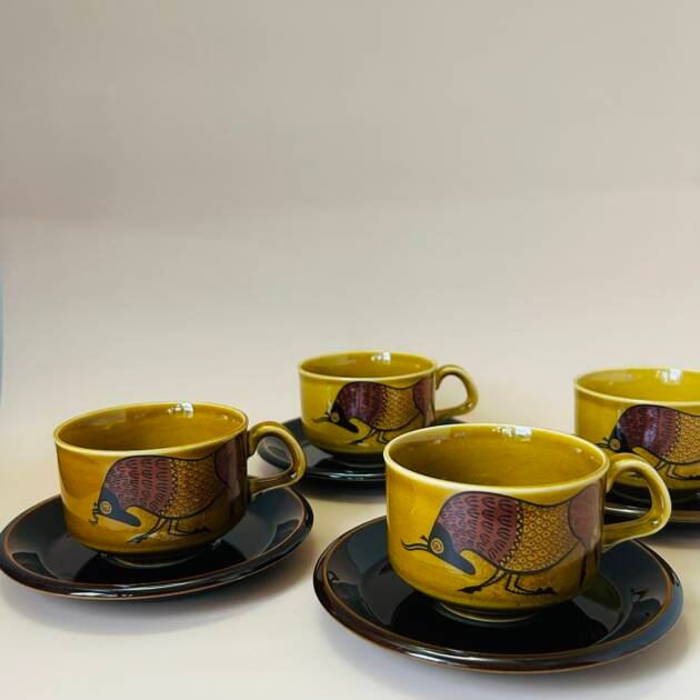 Vintage Royal Worcester Palissy 'Taurus' Coffee Cups