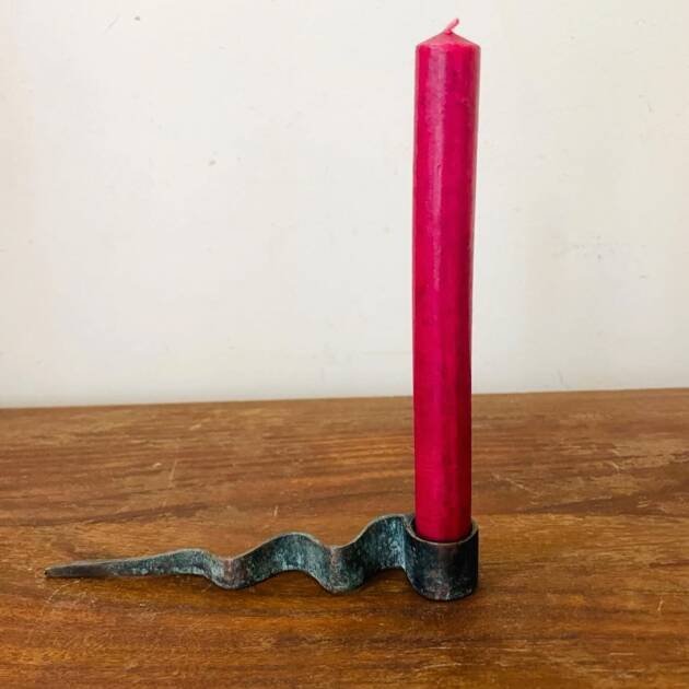 Vintage Serpentine 🐍 Brushed Metal Candle Holder.
