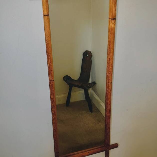 Vintage faux bamboo hall mirror🪞