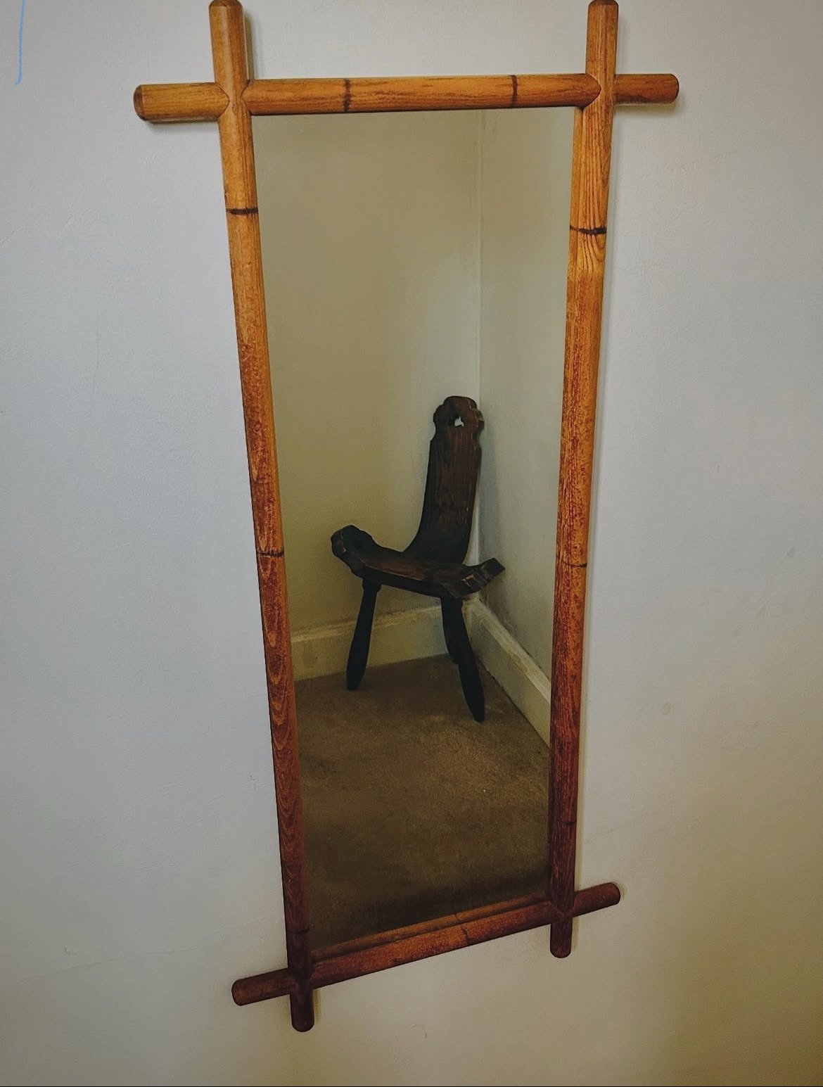 Vintage faux bamboo hall mirror🪞