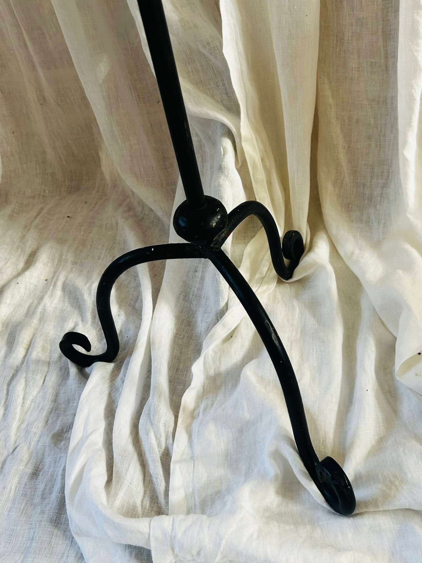 Vintage wrought iron floor candelabra with three candle holders - Image 4