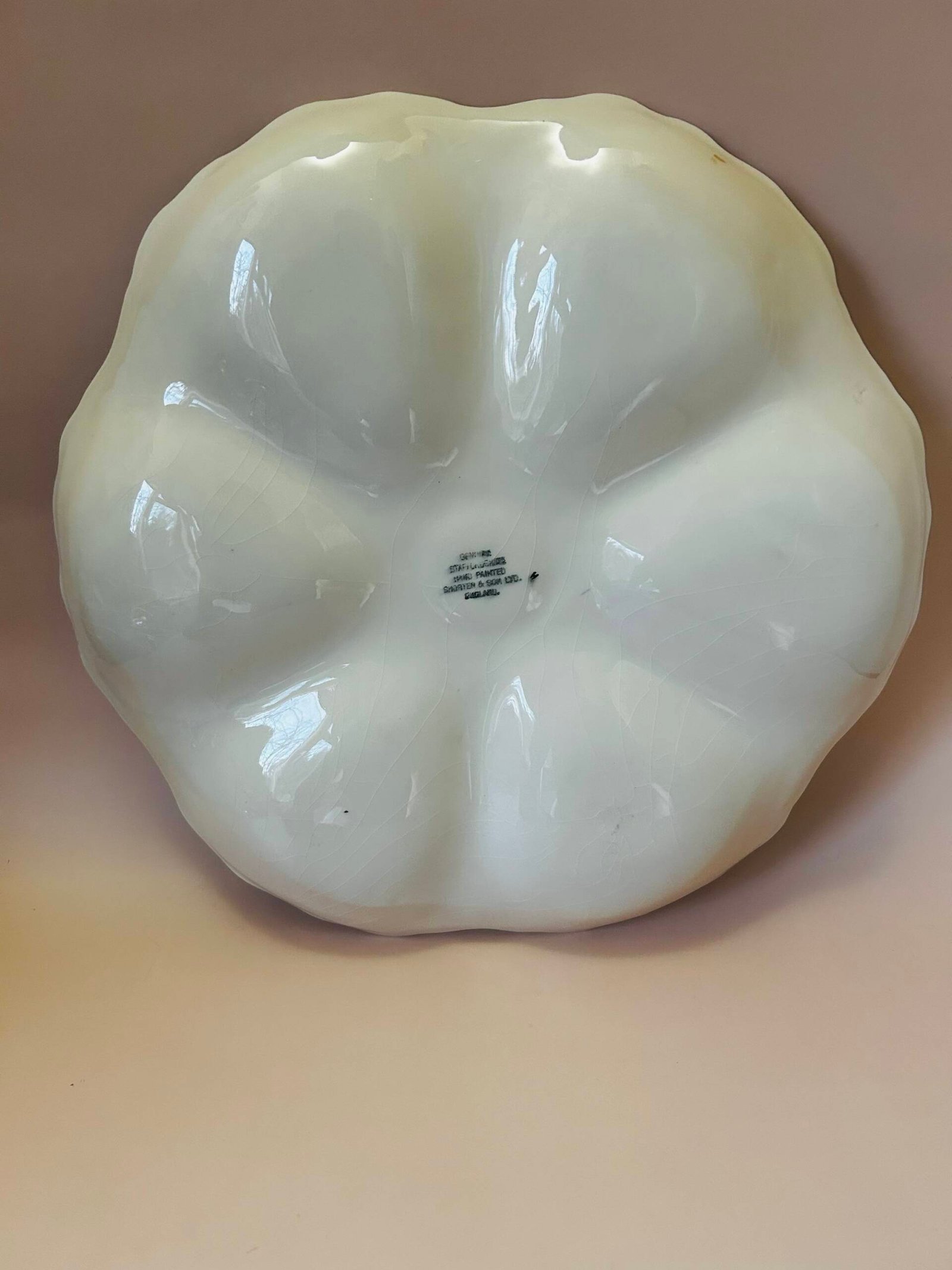 Vintage shorter & son porcelain oyster plate with hand-painted seafood and creamer. - Image 6