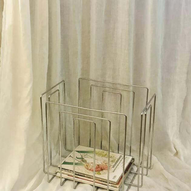 1989 Chrome-Plated Wireframe Magazine Holder By Willi Glaeser for TMP