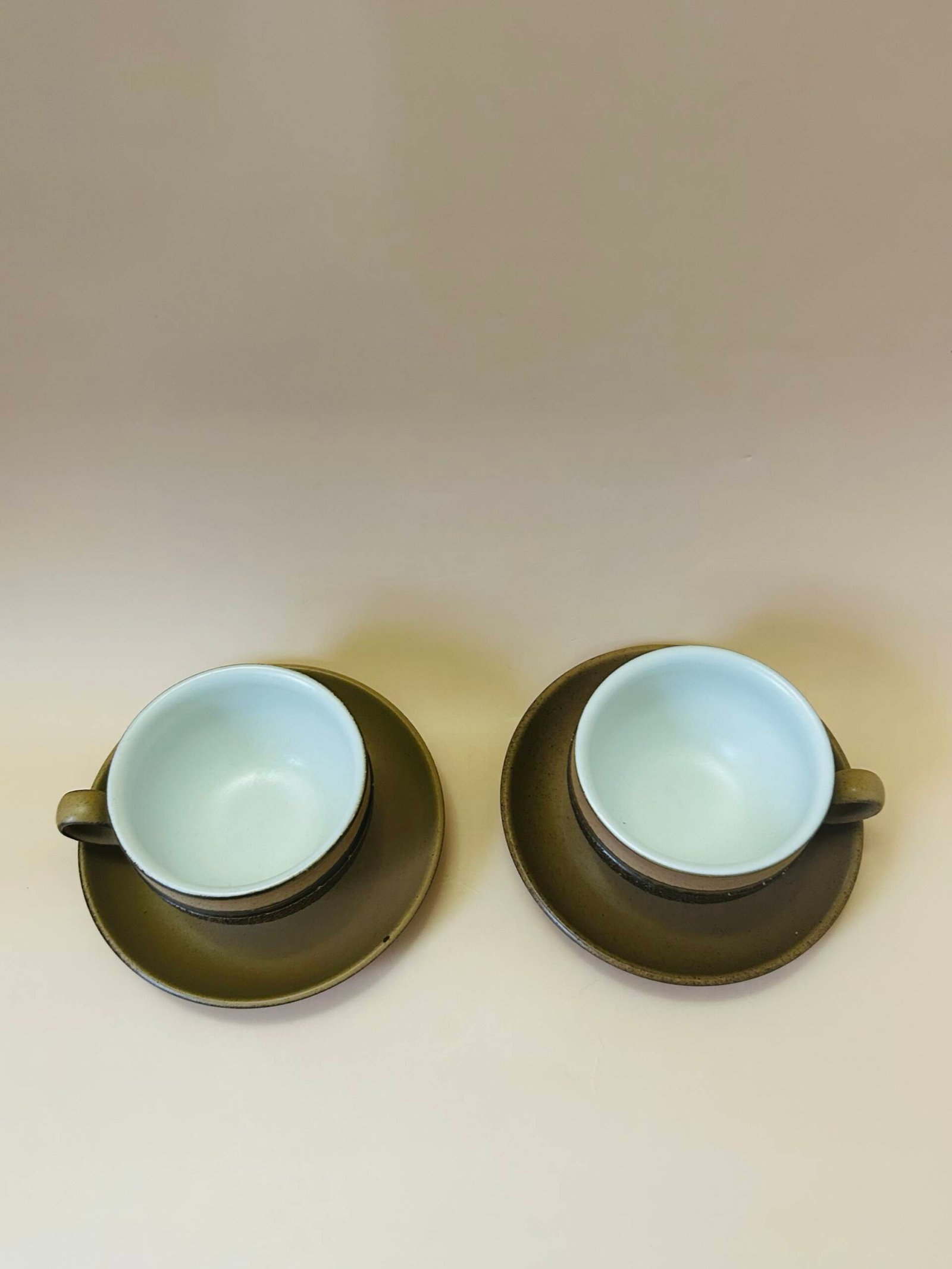 Vintage Denby Cotswold Stoneware Teacups & Saucers (set of 2) - Image 2