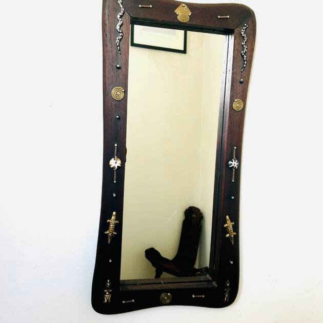 Vintage Hand Crafted East African Decorative Mirror With embellishment