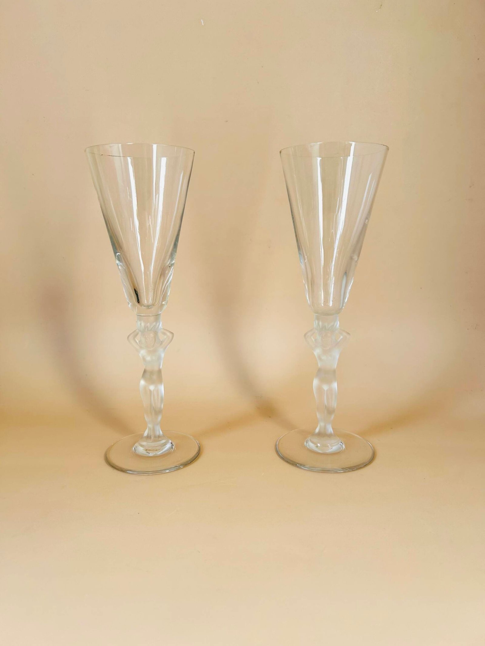 Vintage Bayel Crystal Nude Lady Champagne Flutes ๐ฅ (Art Deco Inspired)
