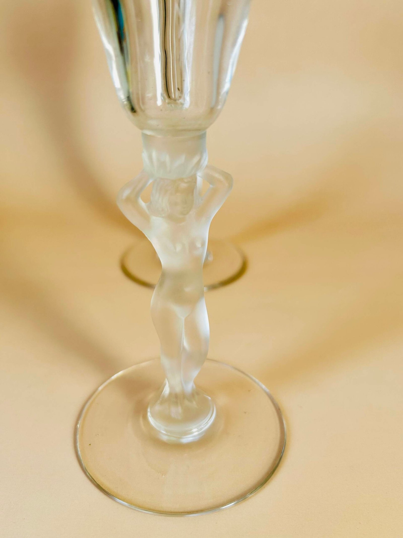Vintage Bayel Crystal Nude Lady Champagne Flutes ๐ฅ (Art Deco Inspired) - Image 3