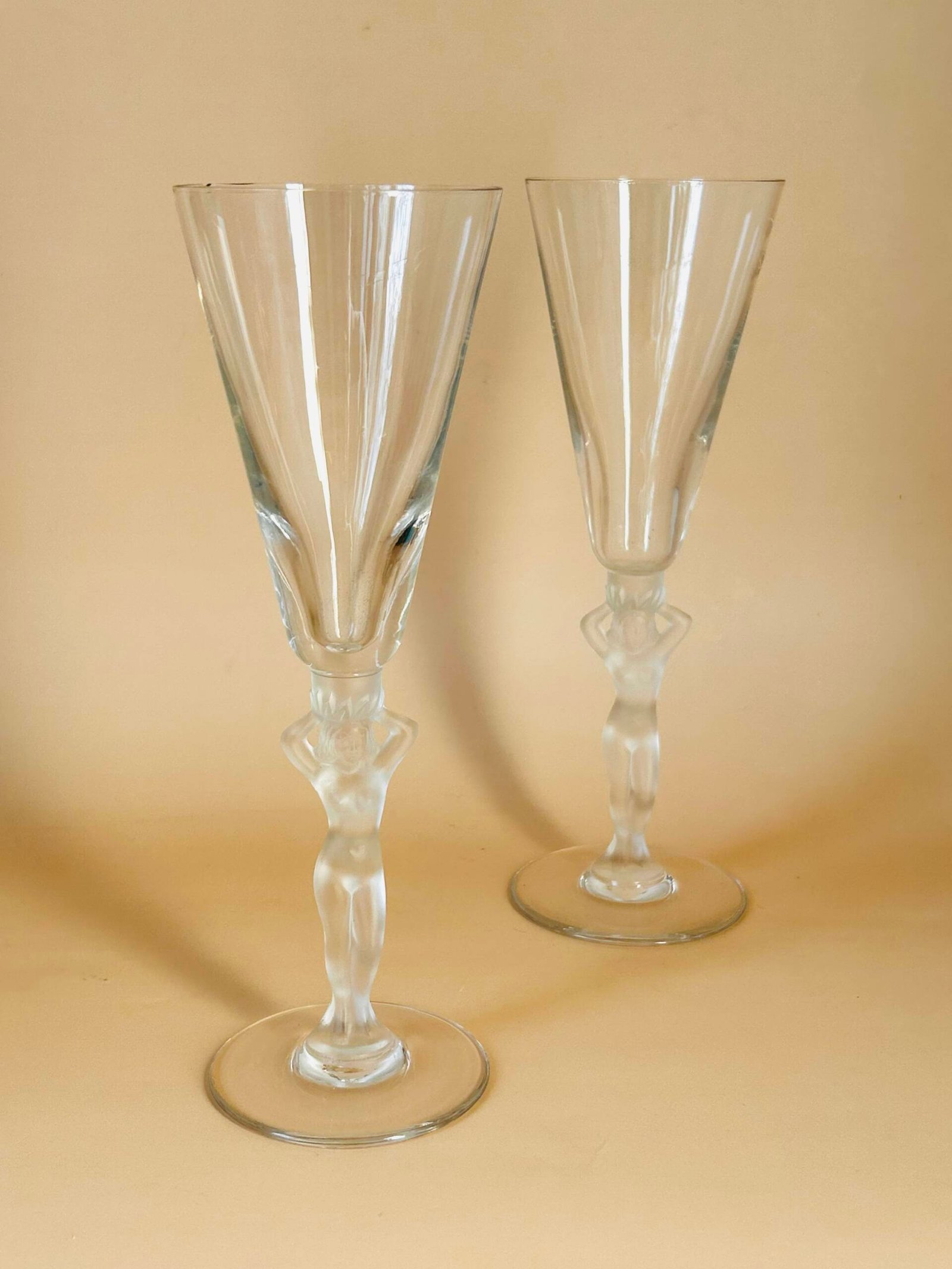 Vintage Bayel Crystal Nude Lady Champagne Flutes ๐ฅ (Art Deco Inspired) - Image 2