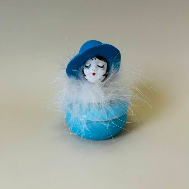 Vintage Flapper Girl Powder Puff Box.