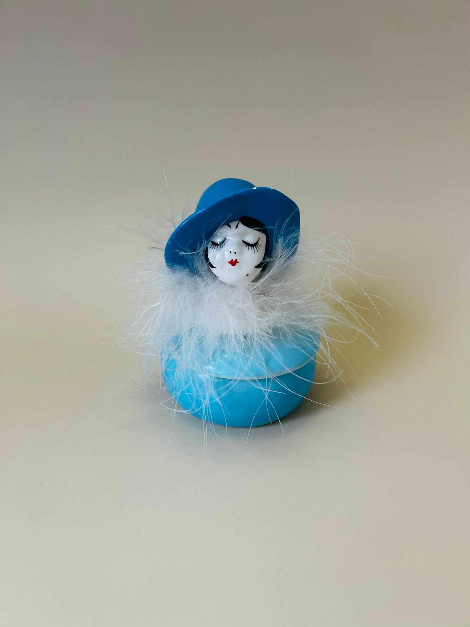 Vintage Flapper Girl Powder Puff Box.