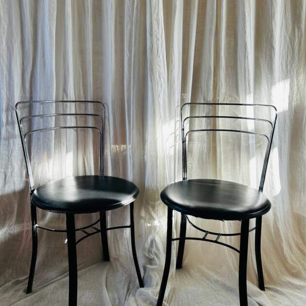 1980s Italian Chrome & Vinyl Dining Chairs
