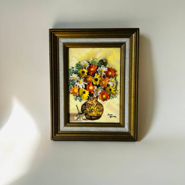 Mid-Century Textured Floral Painting Signed By Ann Pine (rare find ) 🌺