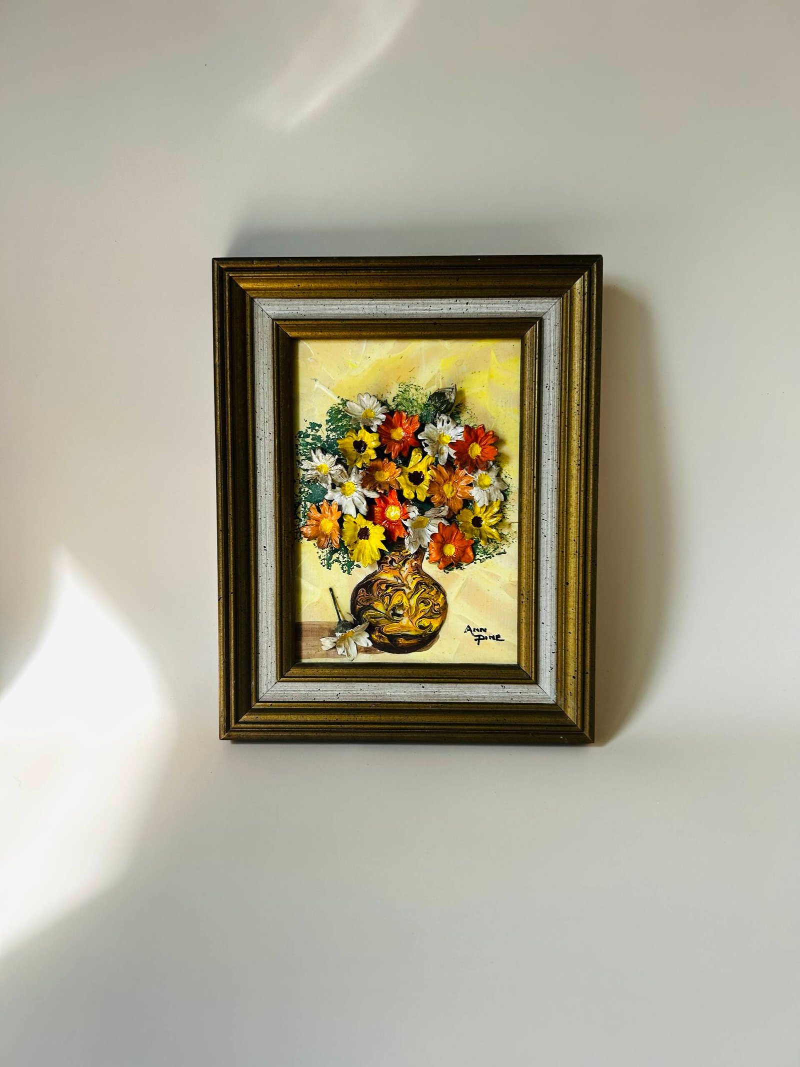 Mid-Century Textured Floral Painting Signed By Ann Pine (rare find ) 🌺