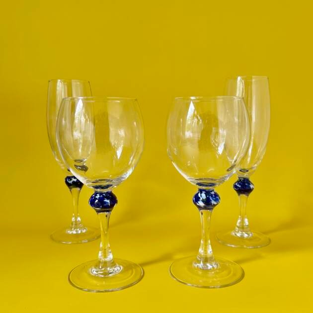 Vintage marbled stem wine & champagne glasses