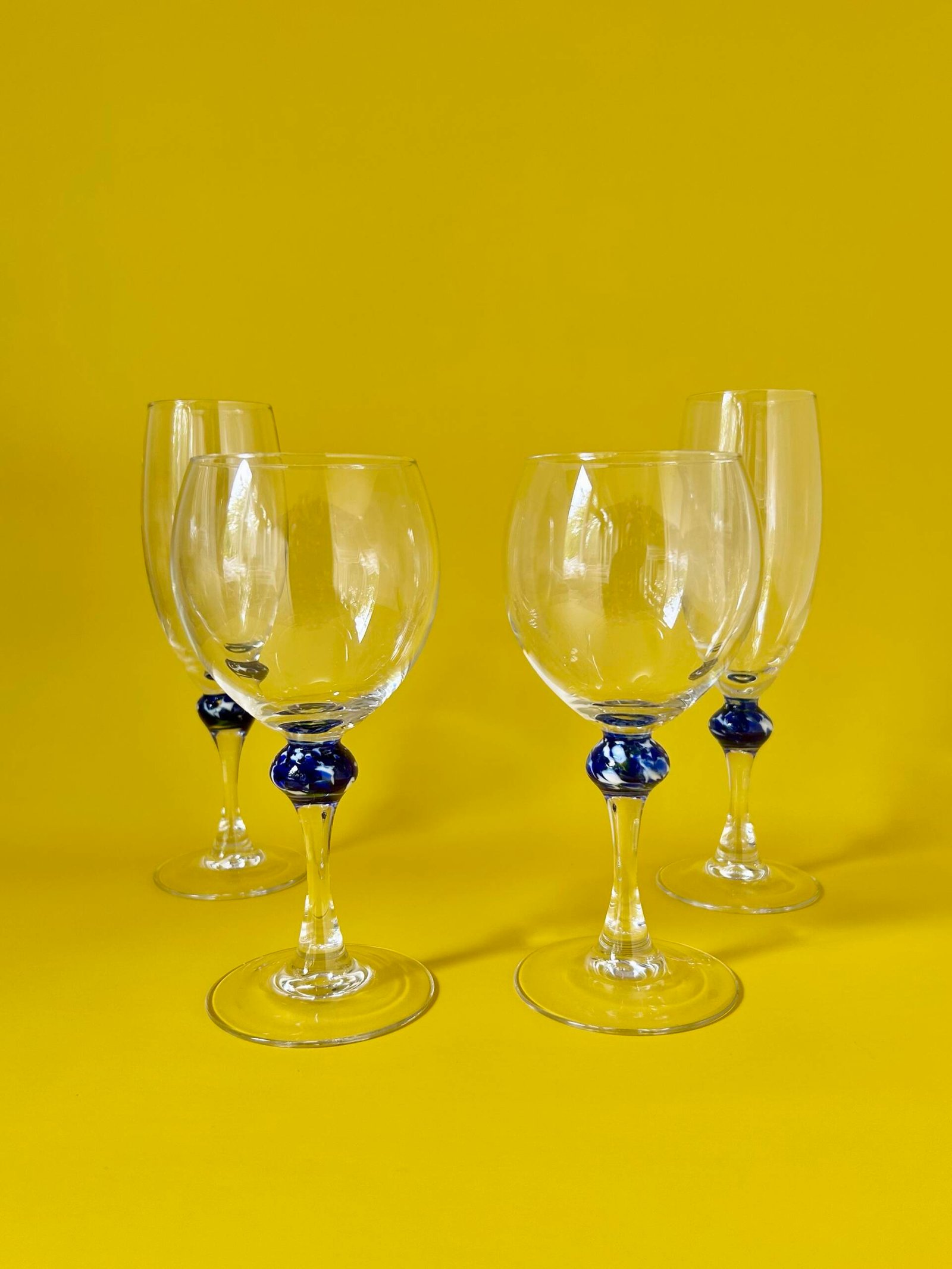 Vintage marbled stem wine & champagne glasses