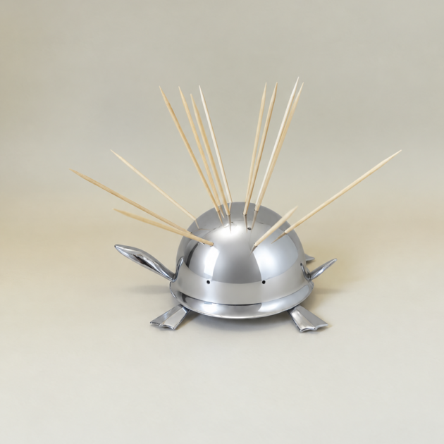 Mid-century ‘Mock Turtle’ cocktail-pick holder by Irvinware