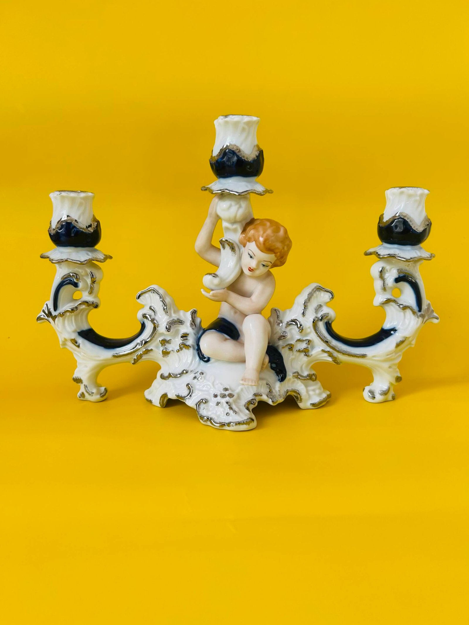 Porcelain Putto Figurine Candelabra - Image 2