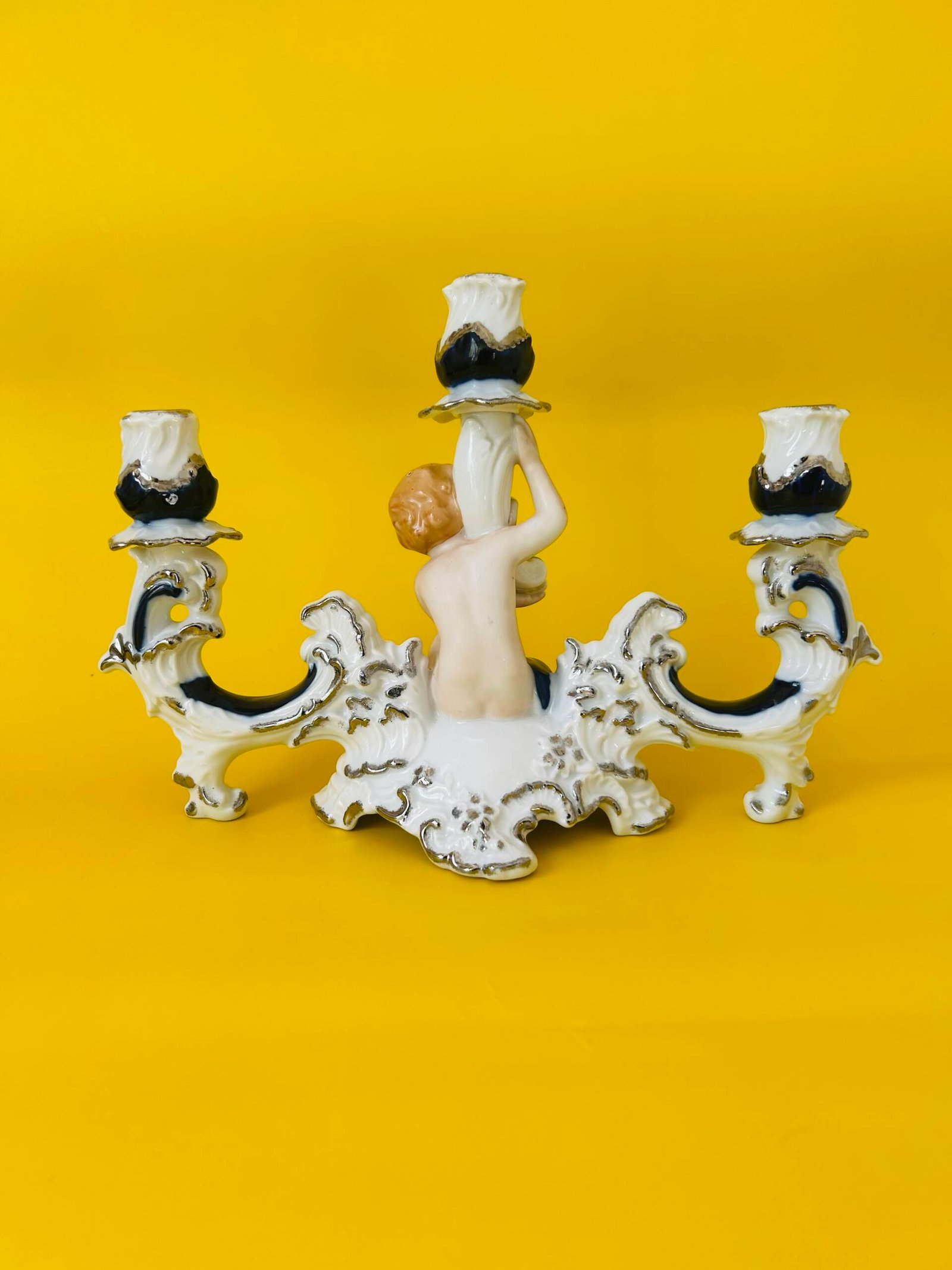 Porcelain Putto Figurine Candelabra - Image 4