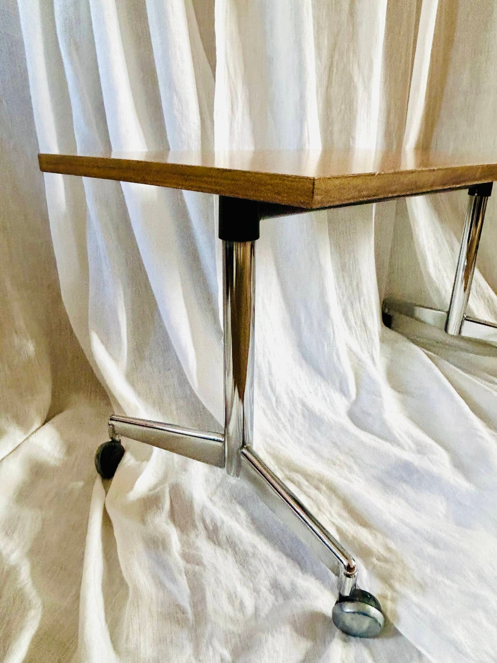 Vintage Chrome Rolling Table - Image 3