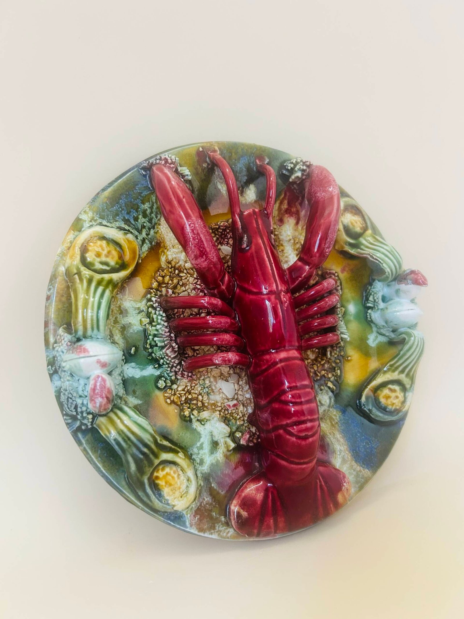 Vintage Majolica Lobster Serving Wall Platter - Image 4