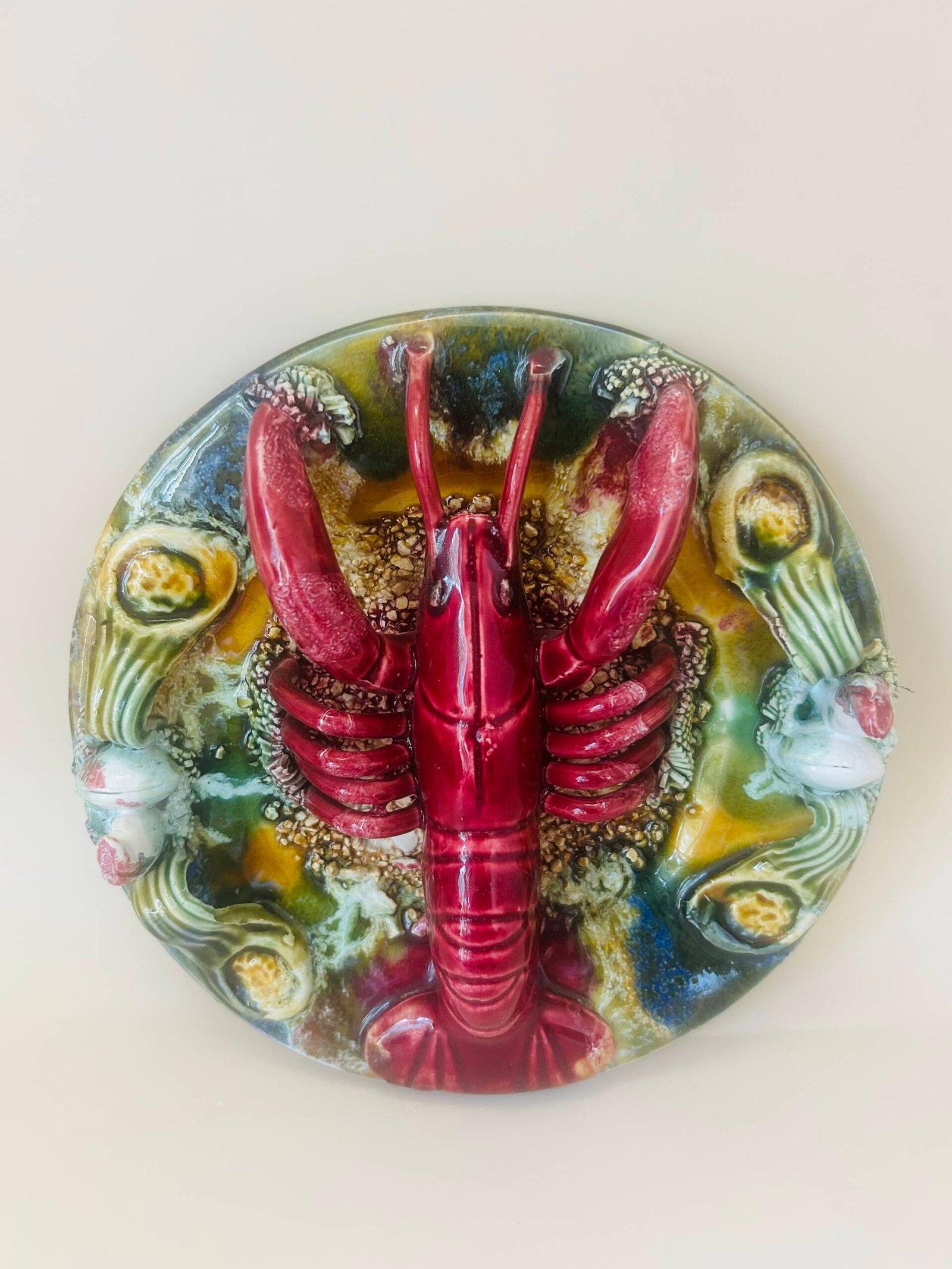 Vintage Majolica Lobster Serving Wall Platter