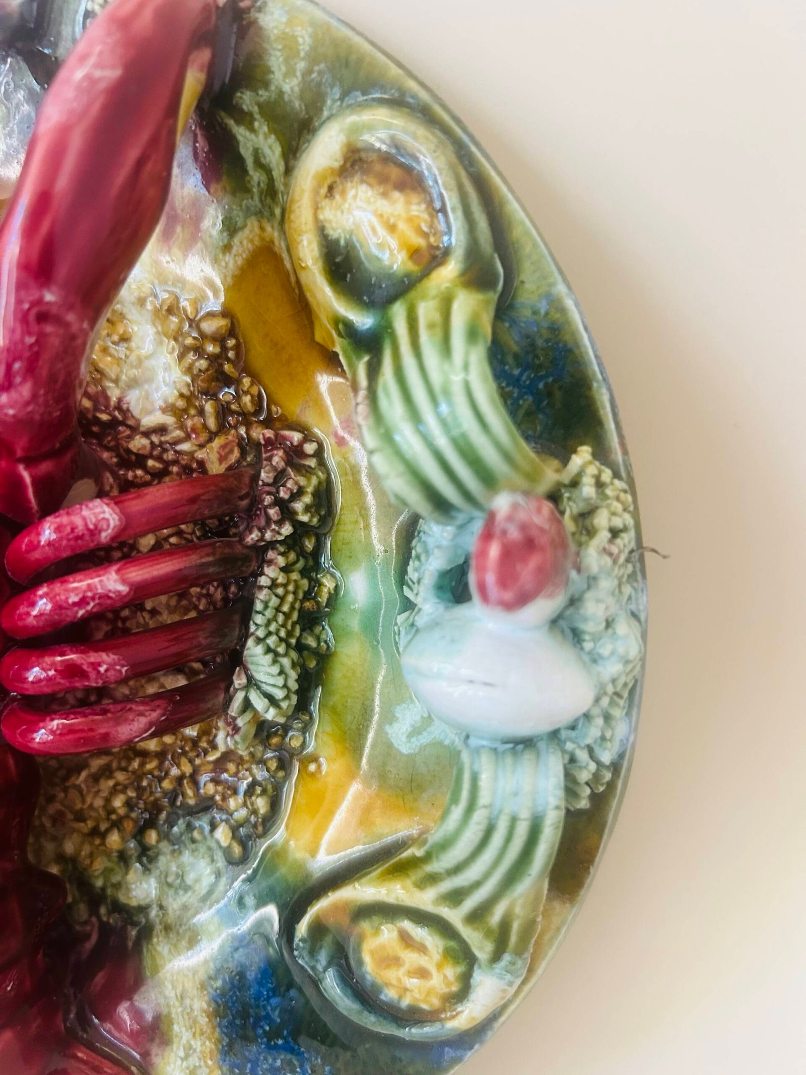Vintage Majolica Lobster Serving Wall Platter - Image 5